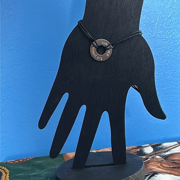 “SPREAD Love” Silver/Black Drawstring Bracelet - Picture 1 of 4